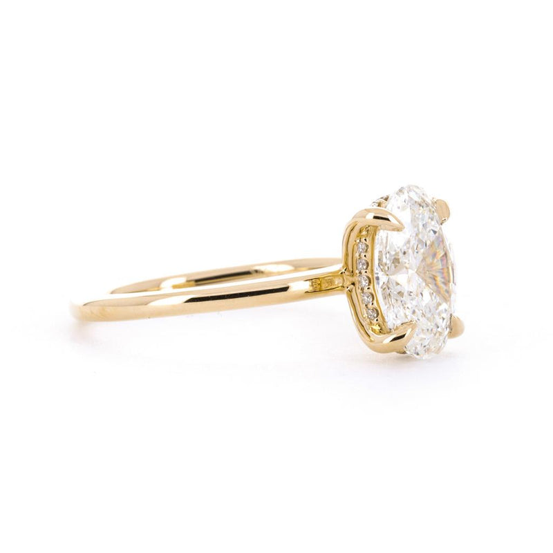 1.56ctw Oval Lab Grown Diamond Engagement Ring, Hidden Halo - 14K Yellow Gold