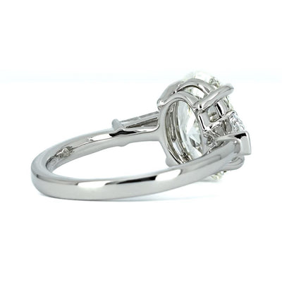 3.62ctw Oval Diamond Three Stone, Tapered Baguettes Engagement Ring - 950 Platinum