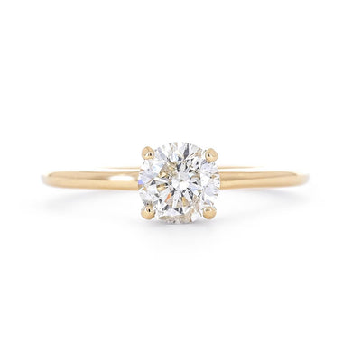 0.54ctw Round Diamond Solitaire Engagement Ring, Diamond Collar - 14K Yellow Gold