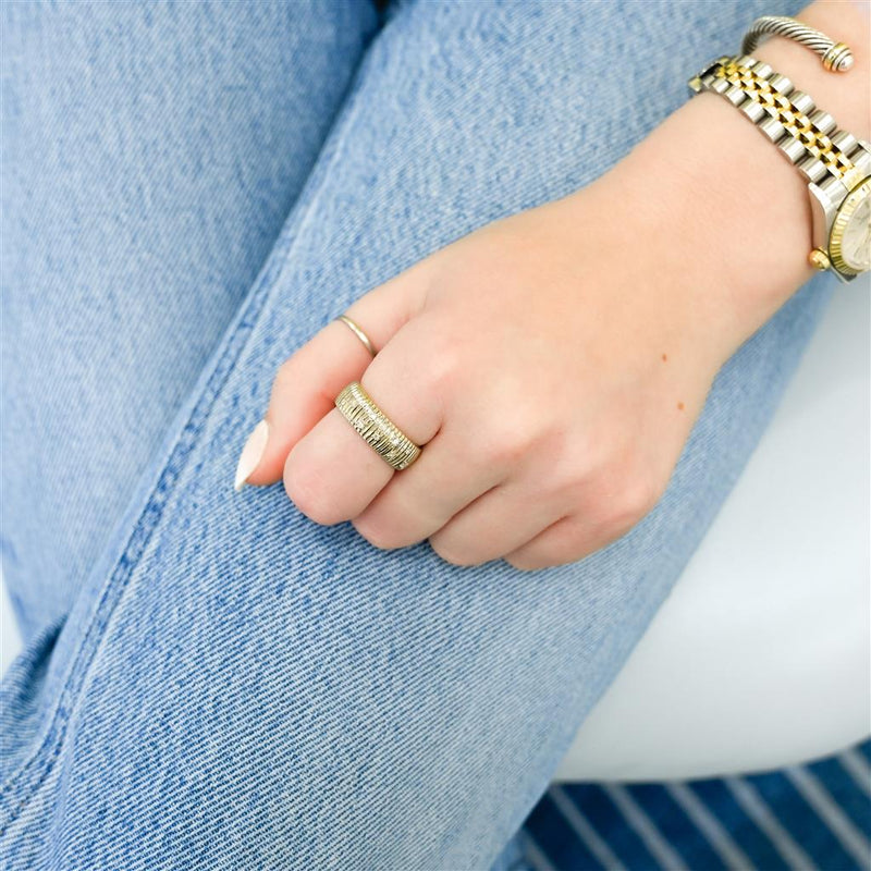 .12CTW Diamond Band - Fluted Dome Band, Sprinkle - 14K Yellow Gold