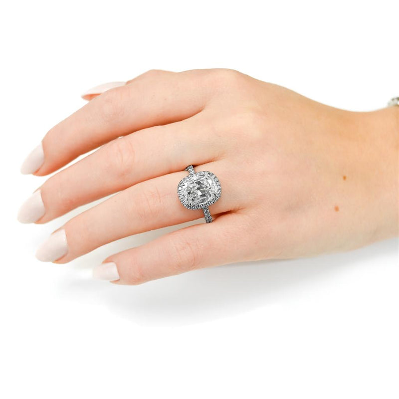 3.34CTW Cushion Engagement Ring - Halo - 950 Platinum
