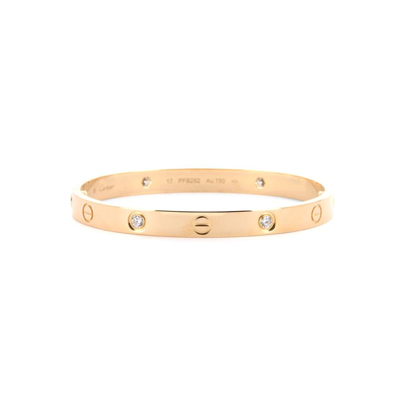 Cartier | 0.42ctw Cartier Love Bracelet, 4 Diamond, Size 5.75 - 18K Yellow Gold