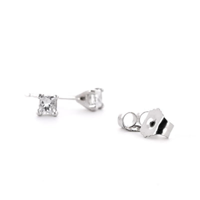 0.26ctw Princess Diamond Stud Earrings - 14K White Gold