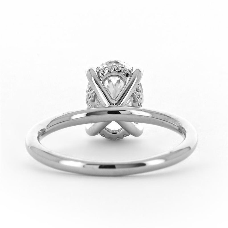 1.68ctw Oval Lab Grown Diamond Engagement Ring, Hidden Halo - 14K White Gold