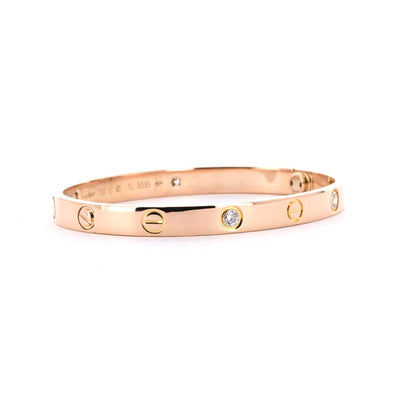 Cartier | 0.42ctw Cartier Love Bracelet, 4 Diamond, Size 5.75 - 18K Rose Gold