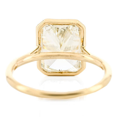 4.5CT Radiant Diamond Engagement Ring - Solitaire + Cathedral - 18K Yellow Gold