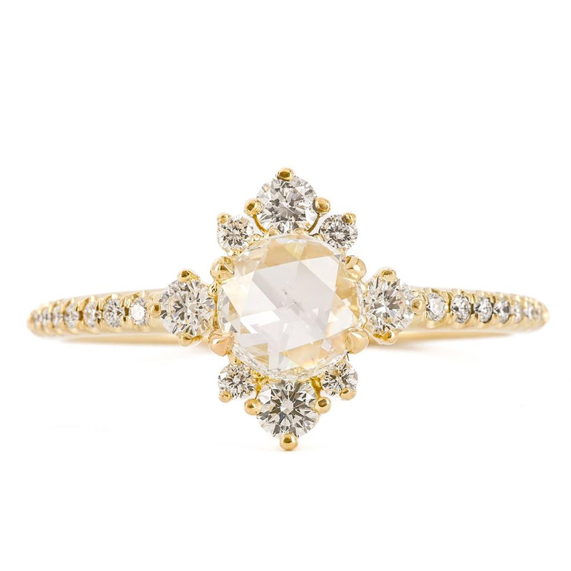 1.02CTW Rose Diamond Engagement Ring - 18K Yellow Gold