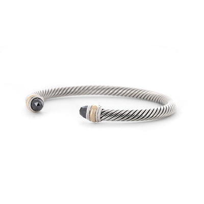 David Yurman | Hematite Classic Cable Bracelet, 5mm - 14K Yellow Gold + Sterling SIlver