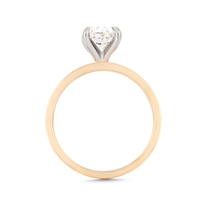 1.71ct Oval Diamond Engagement Ring, 3mm - 14K Multi-Tone Gold