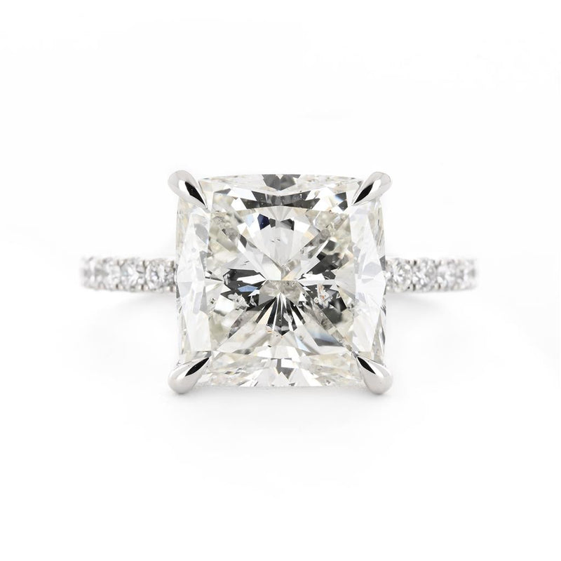 6.67ctw Cushion Diamond Pavé Solitaire Engagement Ring - 950 Platinum