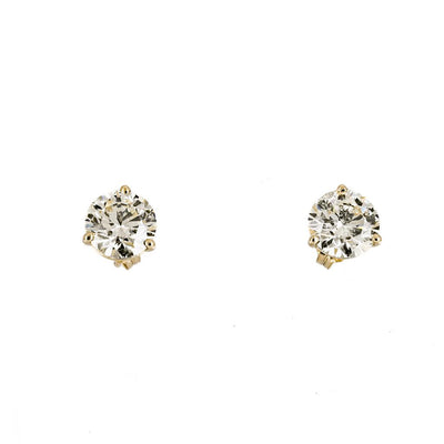 3.04ctw Round Diamond Stud Earrings - 14k Yellow Gold