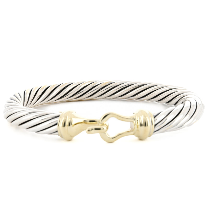 David Yurman | Classic Cable Cuff, 6.5" - 925 Sterling Silver + 18K Yellow Gold
