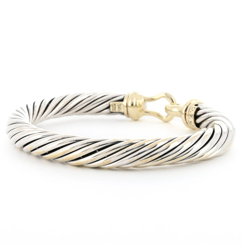 David Yurman | Classic Cable Cuff, 6.5" - 925 Sterling Silver + 18K Yellow Gold