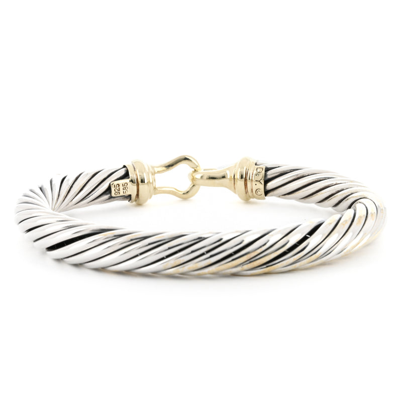 David Yurman | Classic Cable Cuff, 6.5" - 925 Sterling Silver + 18K Yellow Gold