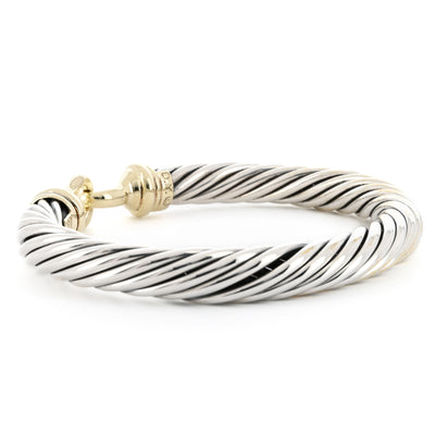 David Yurman | Classic Cable Cuff, 6.5" - 925 Sterling Silver + 18K Yellow Gold