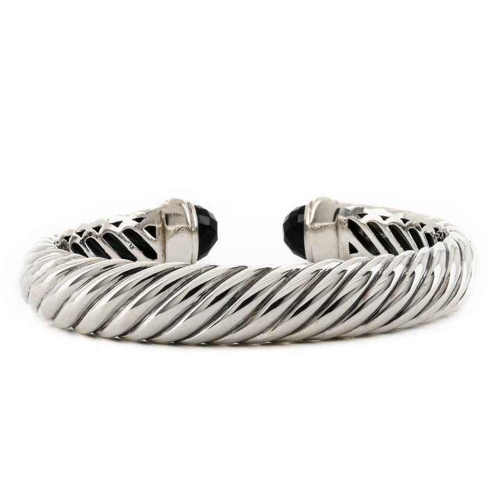 David Yurman | Waverly Cable Cuff Bracelet - Onyx + Diamond, 11mm