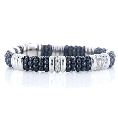 Lagos | .55CTW Five Station Ceramic Diamond Bracelet, 7.5" - 925 Sterling Silver