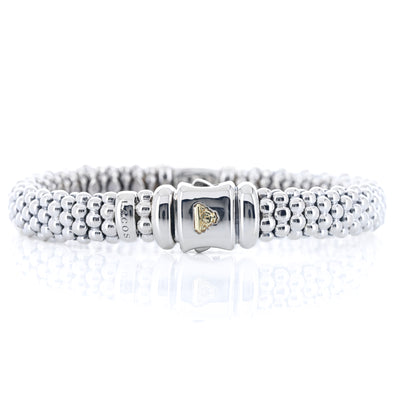 Lagos | Black Spinel Caviar Station Bracelet, 6.5" - 18K Yellow Gold + 925 Sterling Silver