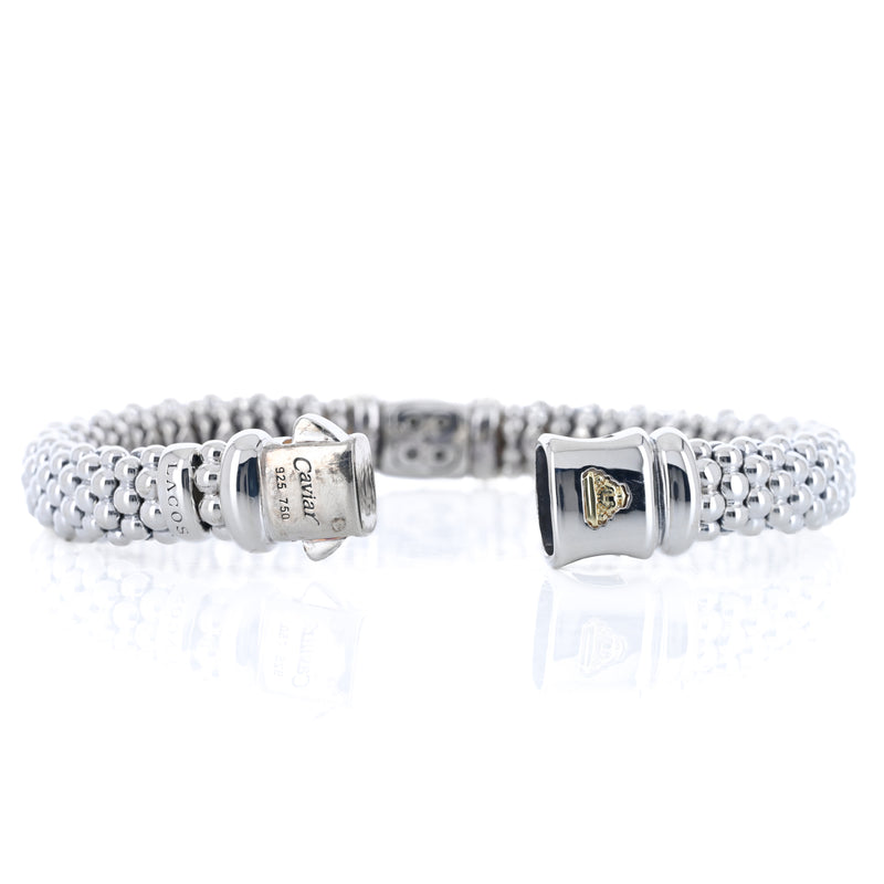 Lagos | Black Spinel Caviar Station Bracelet, 6.5" - 18K Yellow Gold + 925 Sterling Silver