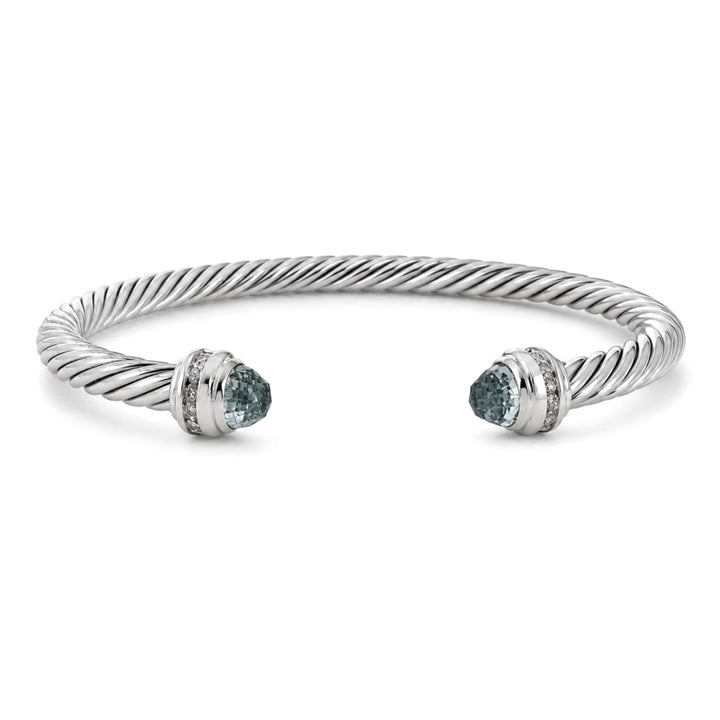 アクセサリー David Yurman David Yurman | Green Amethyst + Diamond Cable Cuff Bracelet, 4MM