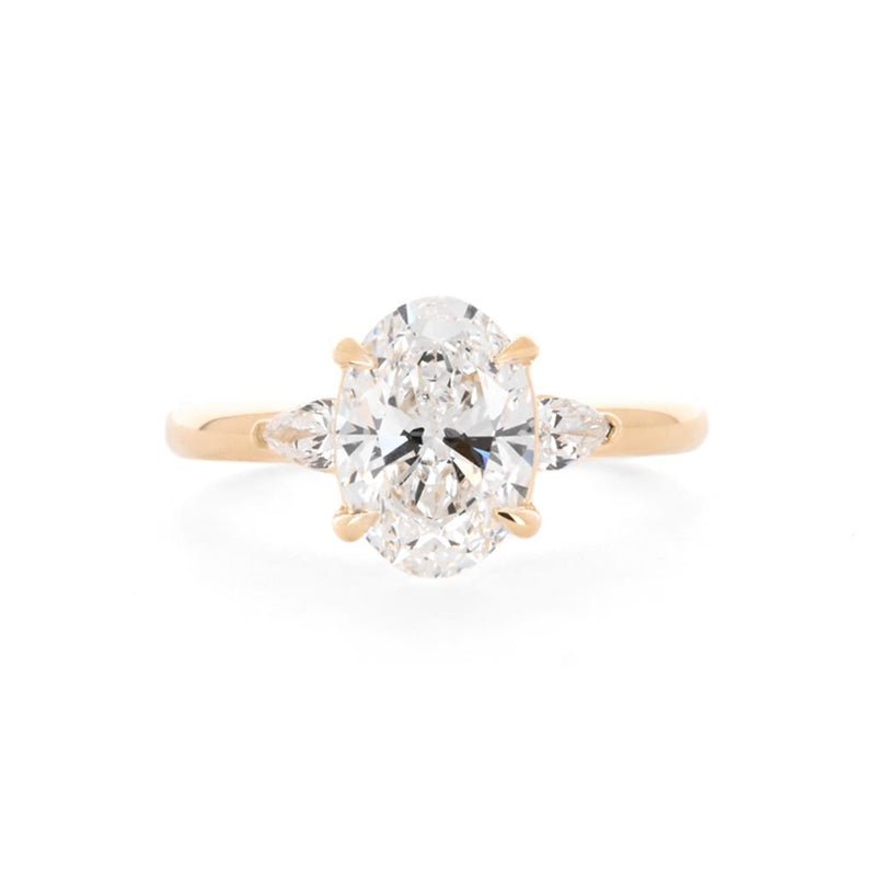 2.20ctw Oval Three-Stone Lab Grown Diamond Engagement Ring - 14K Yellow Gold