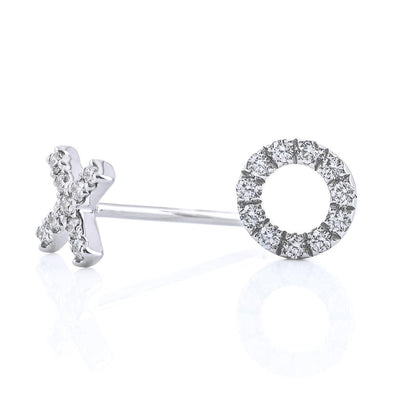 .09CTW Round Diamond "X" and "O" Stud Earrings - 14K White Gold