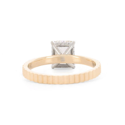 1.61ctw Radiant Diamond Engagement Ring, Fluted Band - 14K Multi-Tone Gold