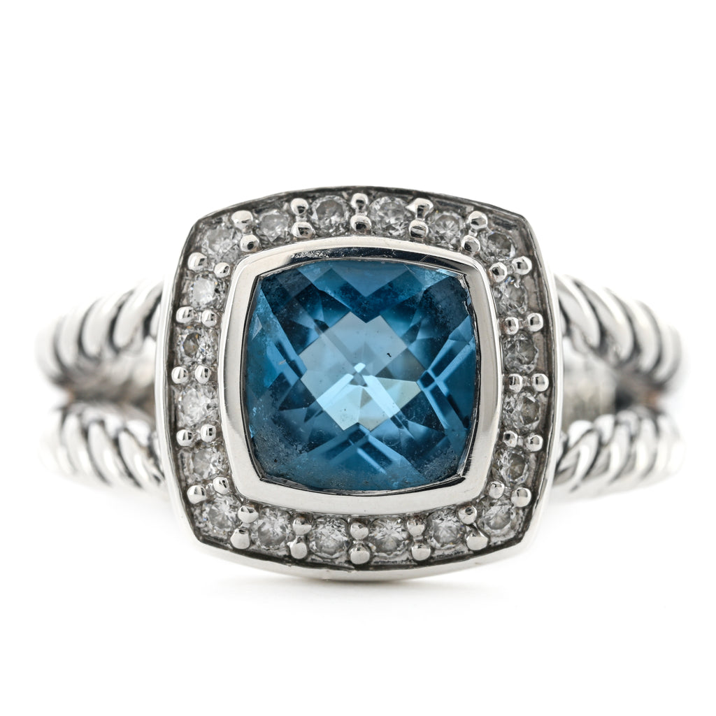 David Yurman | Topaz Albion Ring, Diamond Accents, Size 4 - 925