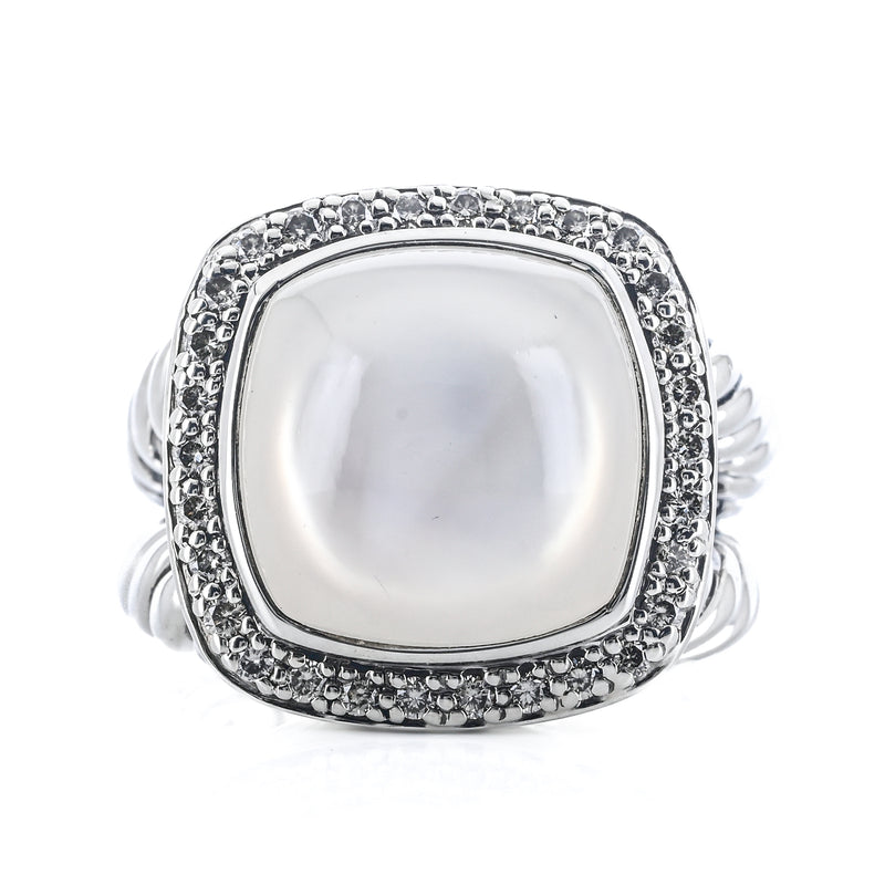 David Yurman | .34CTW Diamond + Moonstone Albion Ring, Size 7.5