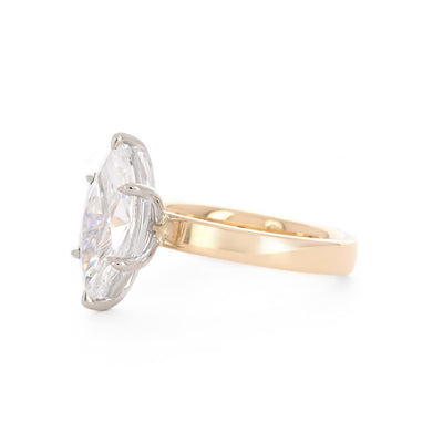 2.53ct Marquise Diamond Engagement Ring, 3mm - 14K Multi-Tone Gold