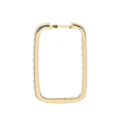 .61CTW Diamond Rectangle Hoop Earrings - 14K Yellow Gold
