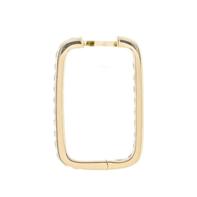 .61CTW Diamond Rectangle Hoop Earrings - 14K Yellow Gold