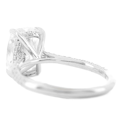 3.67CTW Cushion Lab Grown Diamond Three Row Pavê Solitaire Engagement Ring - 14K White Gold