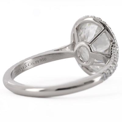 Tiffany and Co. | 2.93CTW Oval Soleste Diamond Engagement Ring, Size 6.5 - Halo - 950 Platinum