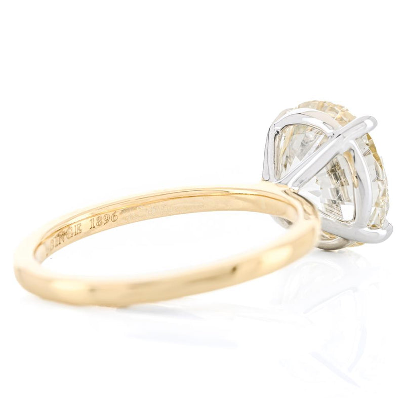 4.08CT Round Diamond Engagement Ring - Solitaire - 14K Yellow Gold + White Gold