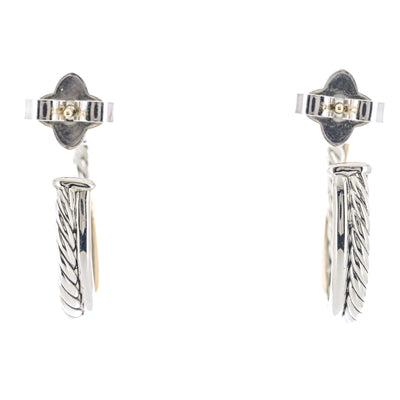 David Yurman | Cable Crossover Hoop Earrings - 925 Sterling Silver + 18K Yellow Gold