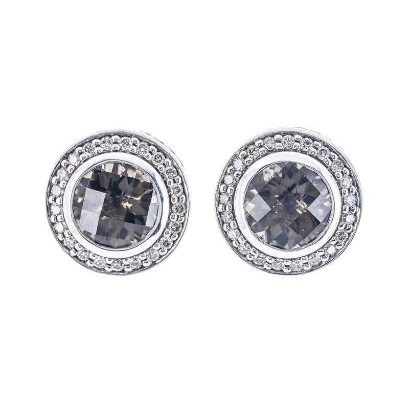 David Yurman | .6CTW Diamond + Smoky Quartz Cerise Stud Earrings - 925 Sterling Silver