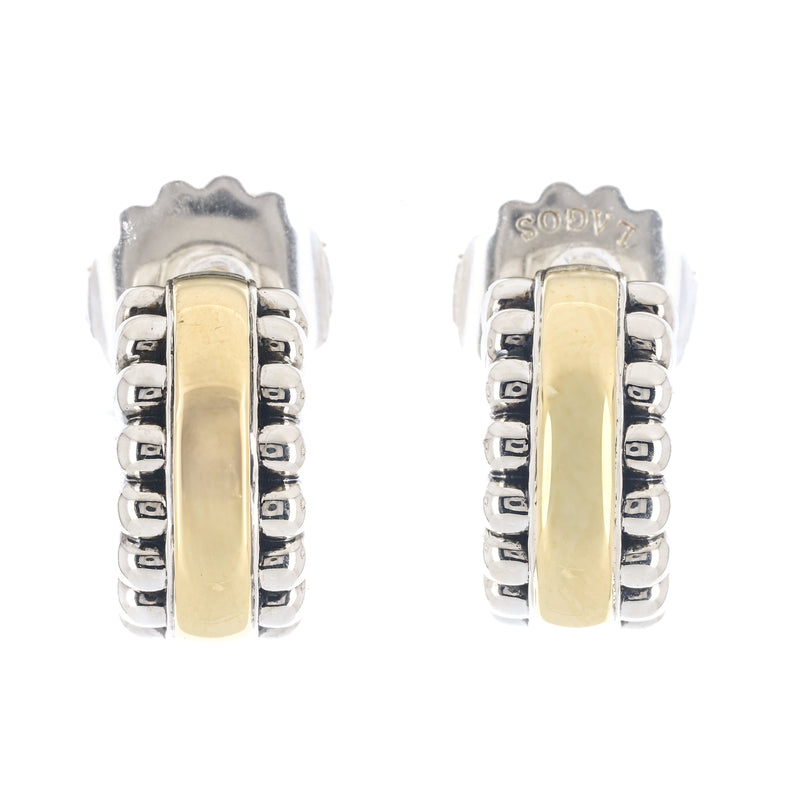 Lagos | Caviar Huggie Earrings - 925 Sterling Silver + 18K Yellow Gold