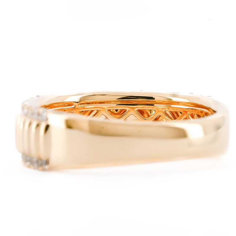 .47CTW Round Diamond Edge Band – Fluted Band – 14K Yellow Gold