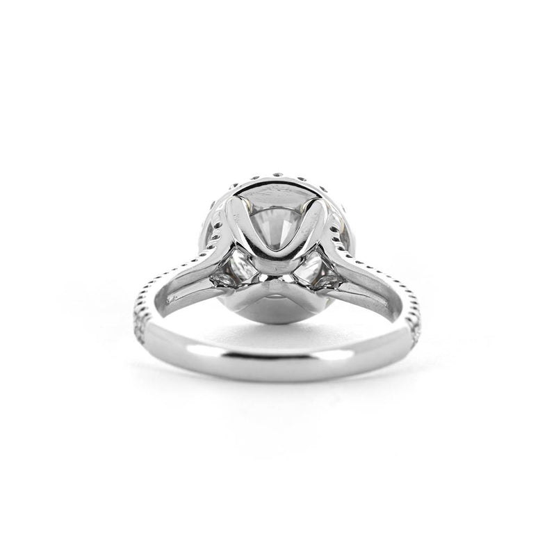 3.02ctw Double Diamond Shoulder + Halo Engagement Ring - Platinum