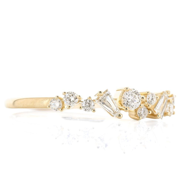 .27CTW Baguette + Round Diamond Band - Scattered - 14K Yellow Gold