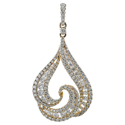 1.04CTW Round Diamond Swirl Pendant -  14K Yellow Gold
