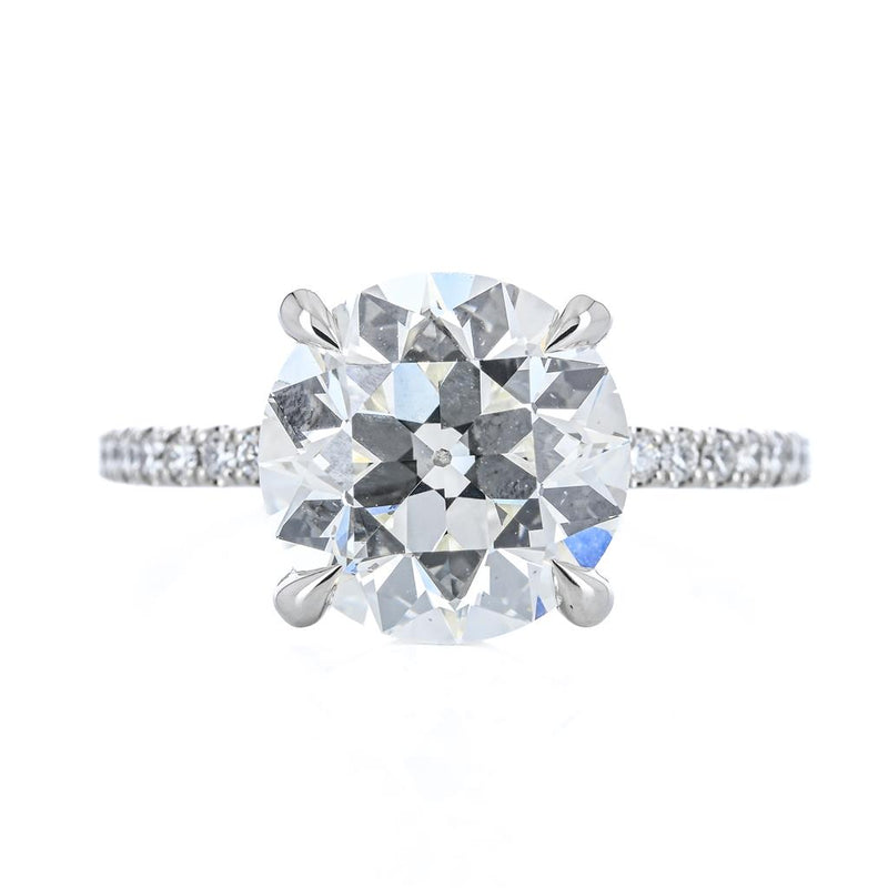4.50CTW Old European Diamond Engagement Ring - Pavé Band - 950 Platinum