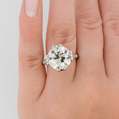 6.51ctw Circular Brilliant Diamond Vintage Style Engagement Ring - 950 Platinum