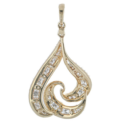 1.04CTW Round Diamond Swirl Pendant -  14K Yellow Gold