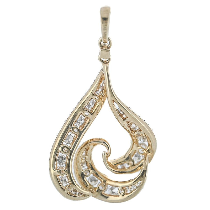 1.04CTW Round Diamond Swirl Pendant -  14K Yellow Gold