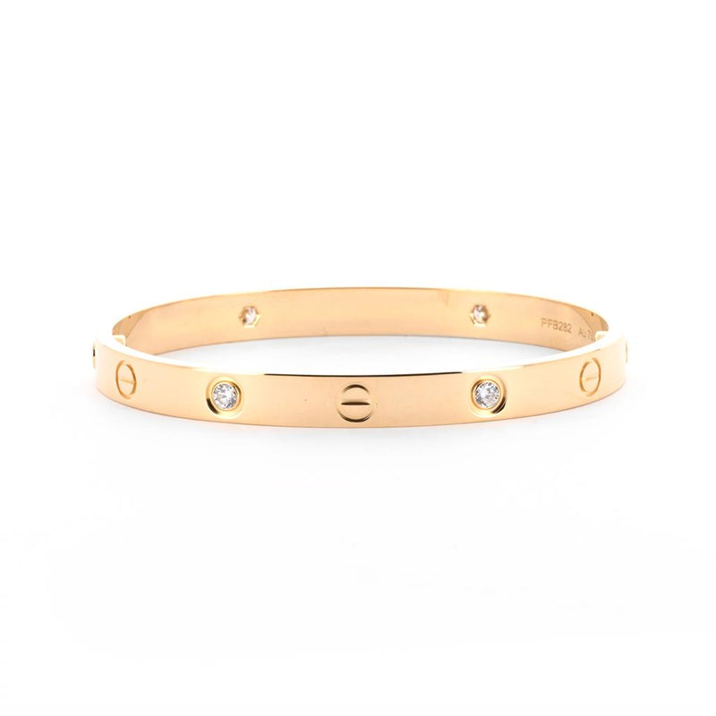 Cartier | 0.42ctw Cartier Love Bracelet, 4 Diamond, Size 5.75 - 18K Yellow Gold