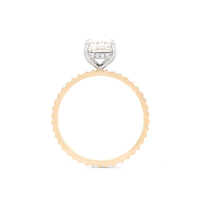 1.61ctw Radiant Diamond Engagement Ring, Fluted Band - 14K Multi-Tone Gold