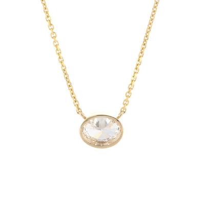 1.79ct Lab-Grown Oval Diamond Bezel Pendant, 18” – 14K Yellow Gold