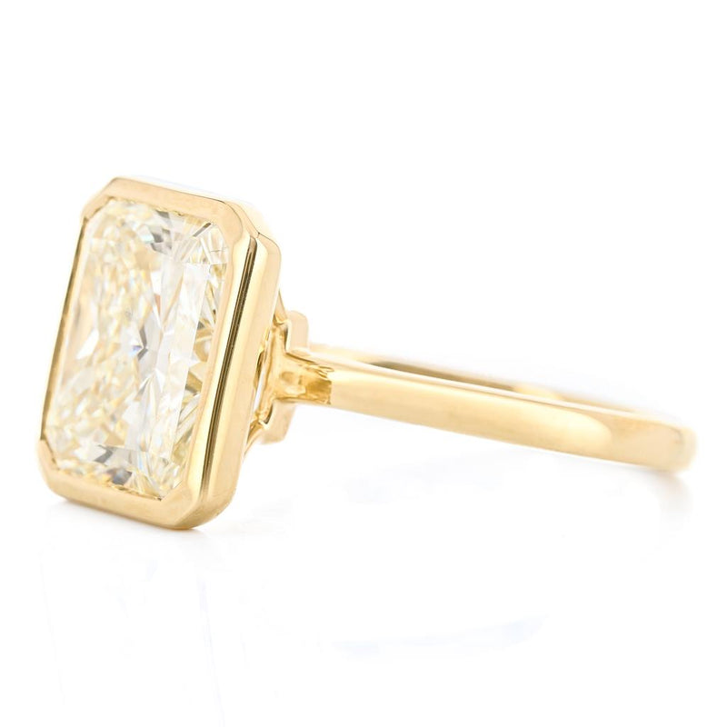 5.02CT Radiant Diamond Engagement Ring - Bezel + Solitaire - 14K Yellow Gold